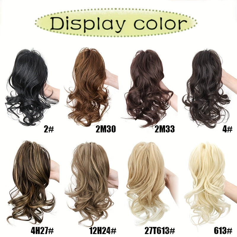 12-Inch Short Curly Clip-In Ponytail Extension - Heat-Resistant Synthetic Hair with Voluminous Claw Clip, Multi-Color Options for Weddings, Parties & Casual Attire - Women & Girls, Natural Look Hairstyle