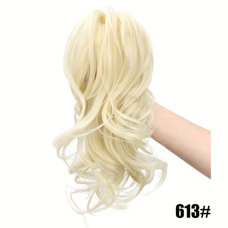 12-Inch Short Curly Clip-In Ponytail Extension - Heat-Resistant Synthetic Hair with Voluminous Claw Clip, Multi-Color Options for Weddings, Parties & Casual Attire - Women & Girls, Natural Look Hairstyle