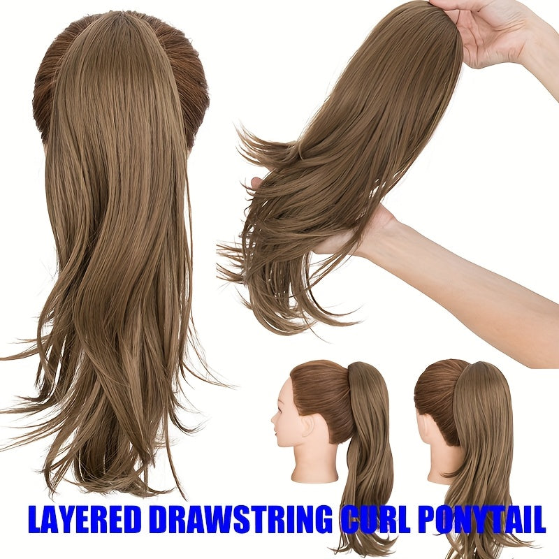 1pc Kinky Curly Ponytail Hair Extension - Multi-Layered Synthetic Hairpiece with Drawstring, Natural-Looking Soft & Smooth Texture for Women, Daily Use & All Ethnicities, Ponytail Hair Piece, Versatile Hairpiece, Secure Drawstring Attachment