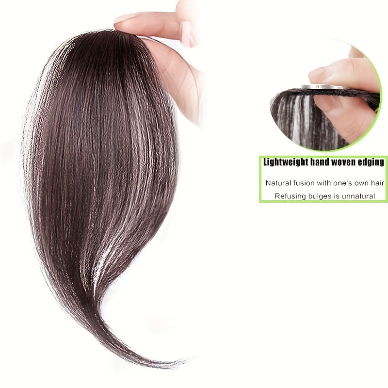 1 Piece 25.4cm Long Bangs Fringed At Sides, Right Center French Bangs, Dark Brown, Synthetic Hair Extensions, Front Hair Piece, Clipped To Extend The Top Of The Head Bangs Wig Halloween Christmas
