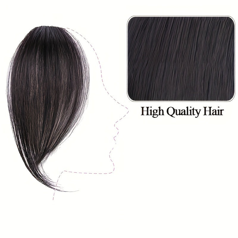 1 Piece 25.4cm Long Bangs Fringed At Sides, Right Center French Bangs, Dark Brown, Synthetic Hair Extensions, Front Hair Piece, Clipped To Extend The Top Of The Head Bangs Wig Halloween Christmas