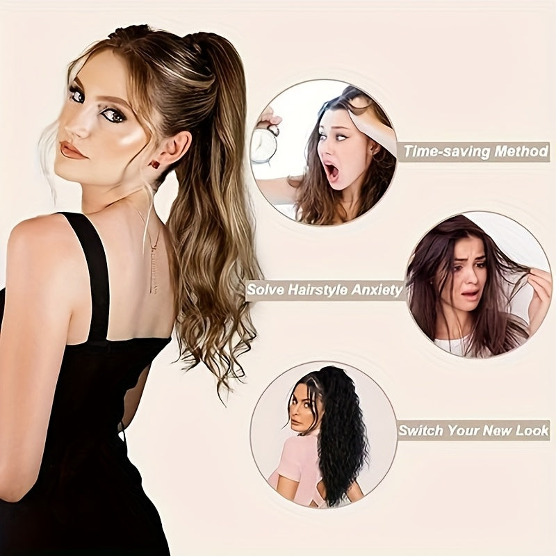 1pc Kinky Curly Ponytail Hair Extension - Multi-Layered Synthetic Hairpiece with Drawstring, Natural-Looking Soft & Smooth Texture for Women, Daily Use & All Ethnicities, Ponytail Hair Piece, Versatile Hairpiece, Secure Drawstring Attachment