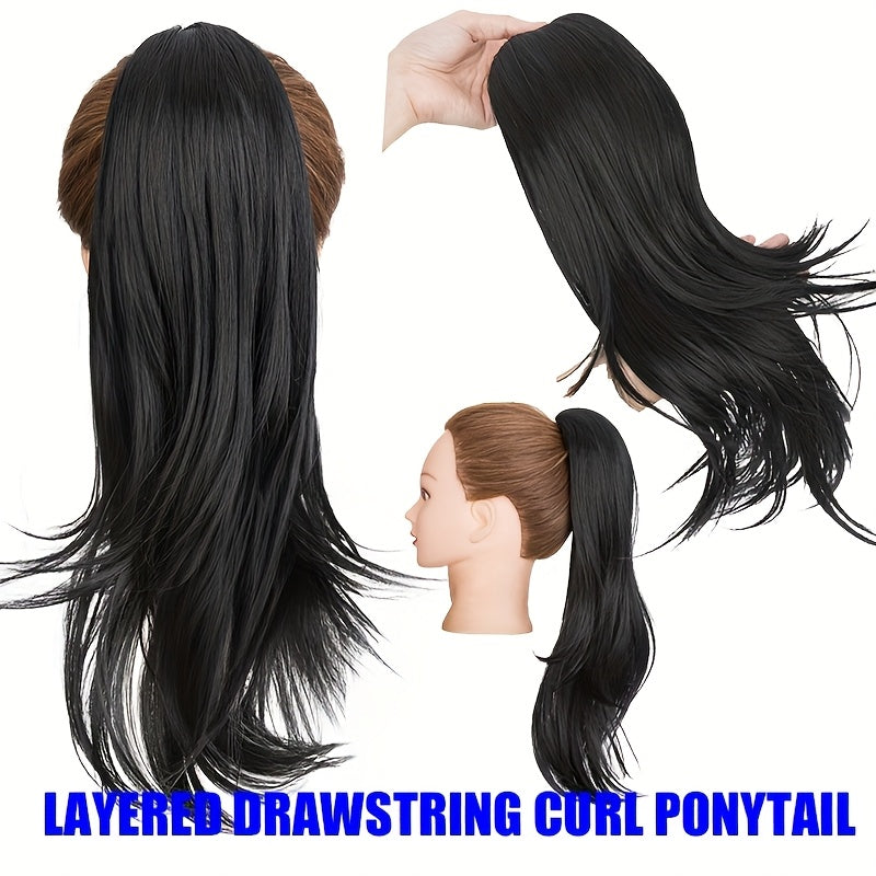 1pc Kinky Curly Ponytail Hair Extension - Multi-Layered Synthetic Hairpiece with Drawstring, Natural-Looking Soft & Smooth Texture for Women, Daily Use & All Ethnicities, Ponytail Hair Piece, Versatile Hairpiece, Secure Drawstring Attachment