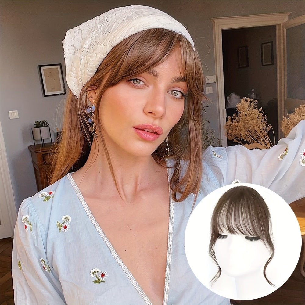 1pc Women's Elegant Clip-In Bangs Hairpiece - Loose Wavy Synthetic Hair Extensions with Elastic Net Cap, Natural Look for Daily Hairstyles (Black/Dark Brown/Light Brown), Daily Hair Styling | Elegant Hair Accessory | Synthetic Hairpiece, Hair Accessories