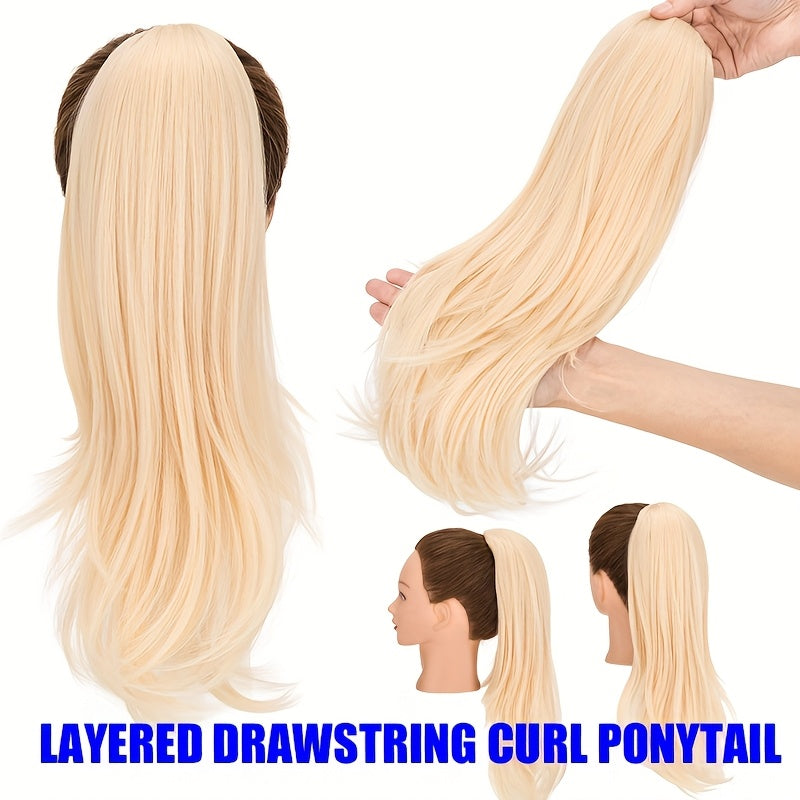 1pc Kinky Curly Ponytail Hair Extension - Multi-Layered Synthetic Hairpiece with Drawstring, Natural-Looking Soft & Smooth Texture for Women, Daily Use & All Ethnicities, Ponytail Hair Piece, Versatile Hairpiece, Secure Drawstring Attachment