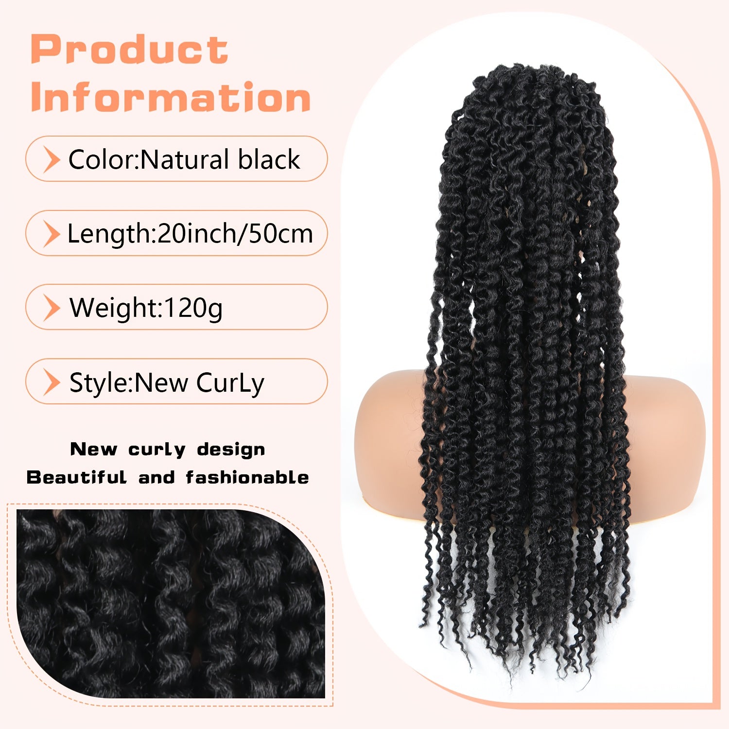 20 Inch Deep Curly Afro Kinky Ponytail Extension for Women, Clip-In Synthetic Soft Fluffy Hair Tails, Drawstring Pony Extensions for Daily Use, Hair Extensions
