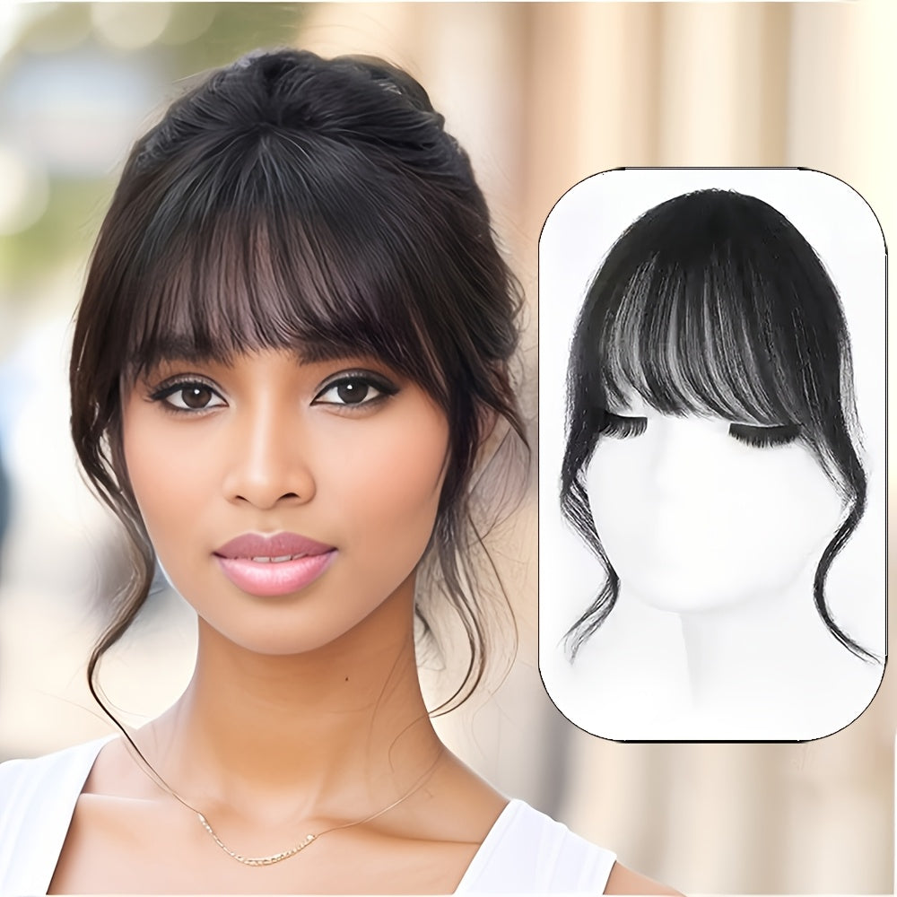 1pc Women's Elegant Clip-In Bangs Hairpiece - Loose Wavy Synthetic Hair Extensions with Elastic Net Cap, Natural Look for Daily Hairstyles (Black/Dark Brown/Light Brown), Daily Hair Styling | Elegant Hair Accessory | Synthetic Hairpiece, Hair Accessories