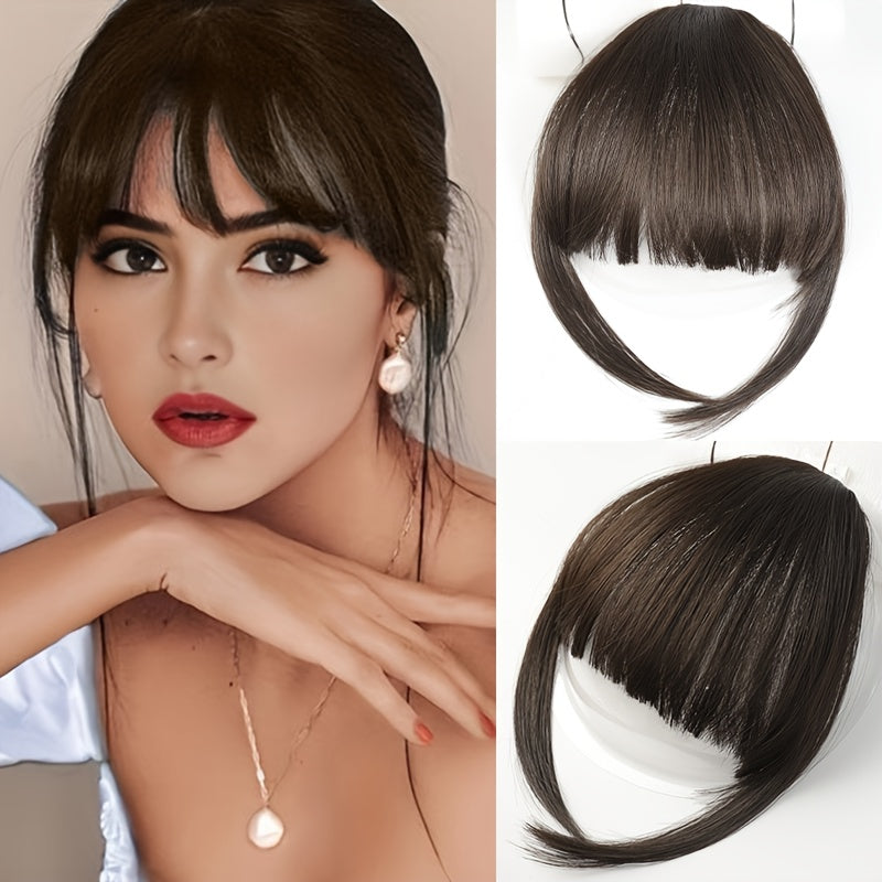 Easy-to-Use Clip-In Wispy Bangs for Women - Natural Look Synthetic Hairpieces, Heat Resistant