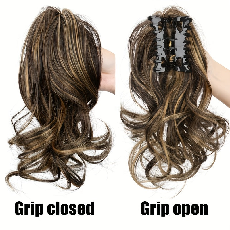 12-Inch Short Curly Clip-In Ponytail Extension - Heat-Resistant Synthetic Hair with Voluminous Claw Clip, Multi-Color Options for Weddings, Parties & Casual Attire - Women & Girls, Natural Look Hairstyle