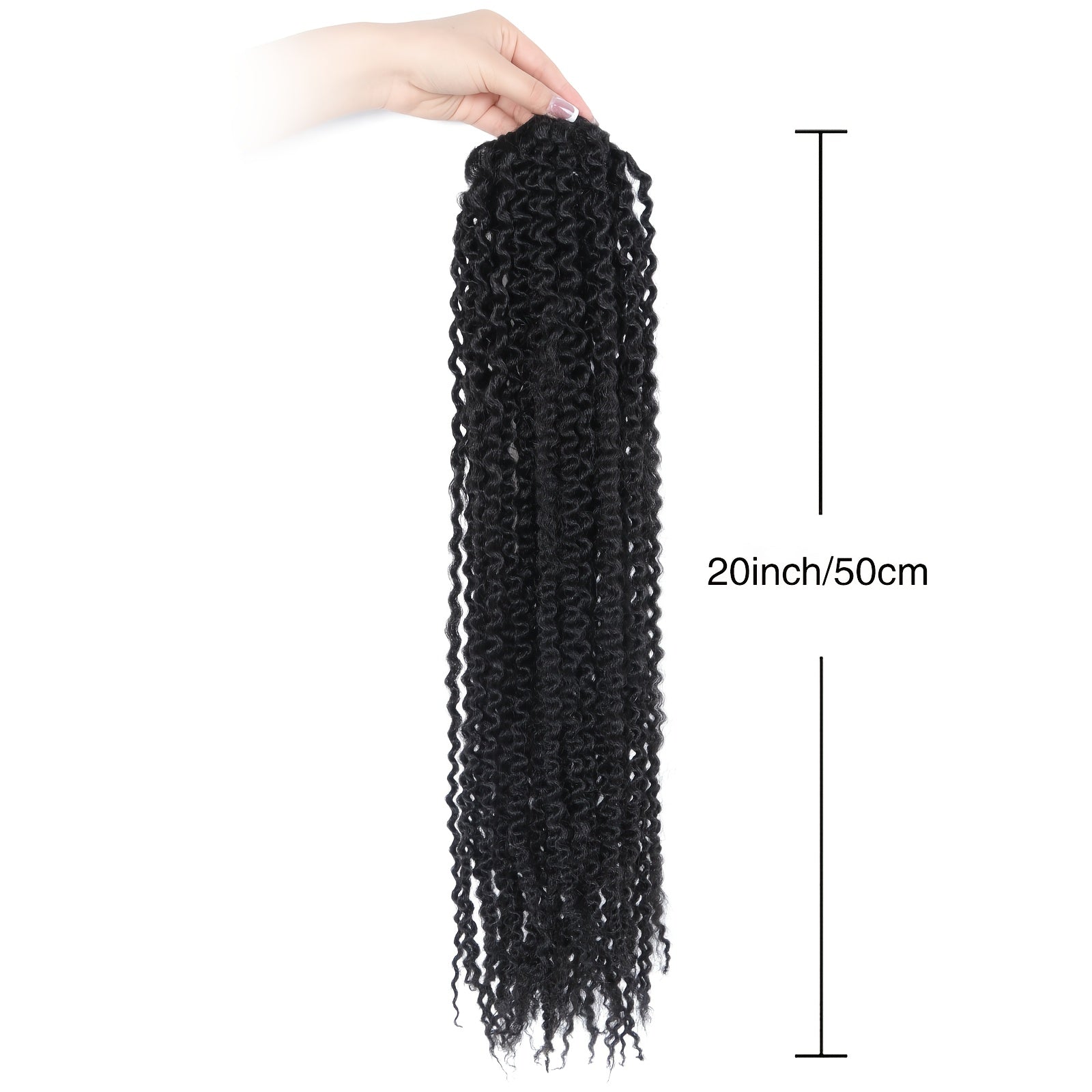 20 Inch Deep Curly Afro Kinky Ponytail Extension for Women, Clip-In Synthetic Soft Fluffy Hair Tails, Drawstring Pony Extensions for Daily Use, Hair Extensions