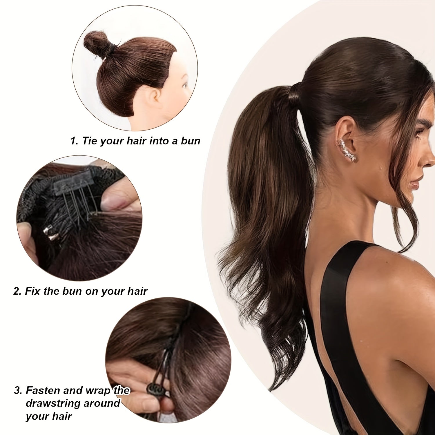 1pc Kinky Curly Ponytail Hair Extension - Multi-Layered Synthetic Hairpiece with Drawstring, Natural-Looking Soft & Smooth Texture for Women, Daily Use & All Ethnicities, Ponytail Hair Piece, Versatile Hairpiece, Secure Drawstring Attachment