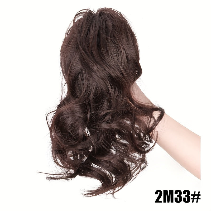 12-Inch Short Curly Clip-In Ponytail Extension - Heat-Resistant Synthetic Hair with Voluminous Claw Clip, Multi-Color Options for Weddings, Parties & Casual Attire - Women & Girls, Natural Look Hairstyle