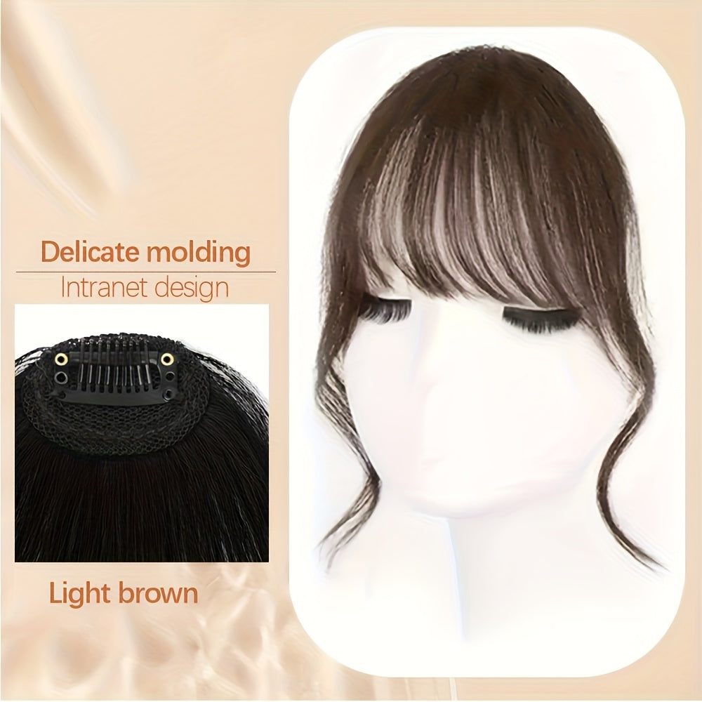 1pc Women's Elegant Clip-In Bangs Hairpiece - Loose Wavy Synthetic Hair Extensions with Elastic Net Cap, Natural Look for Daily Hairstyles (Black/Dark Brown/Light Brown), Daily Hair Styling | Elegant Hair Accessory | Synthetic Hairpiece, Hair Accessories