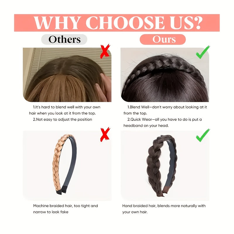 1pc Elegant Women’s Clip-In Synthetic Bangs with Double Braid Design - Lightweight, Versatile Hairpiece for All Hairstyles, Perfect for Daily Wear and Special Occasions | Sleek Black Bangs Accessory