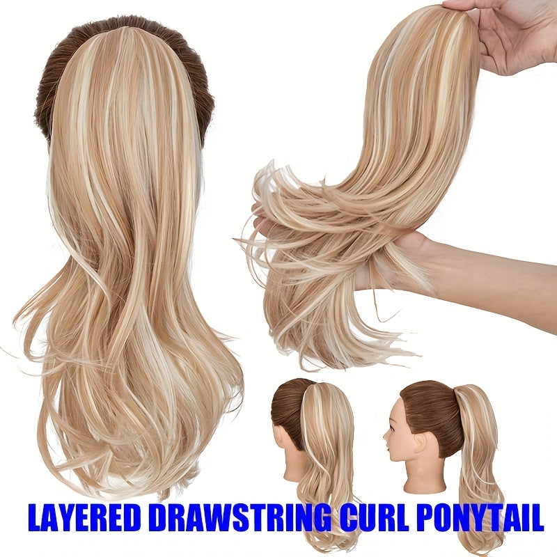 1pc Kinky Curly Ponytail Hair Extension - Multi-Layered Synthetic Hairpiece with Drawstring, Natural-Looking Soft & Smooth Texture for Women, Daily Use & All Ethnicities, Ponytail Hair Piece, Versatile Hairpiece, Secure Drawstring Attachment