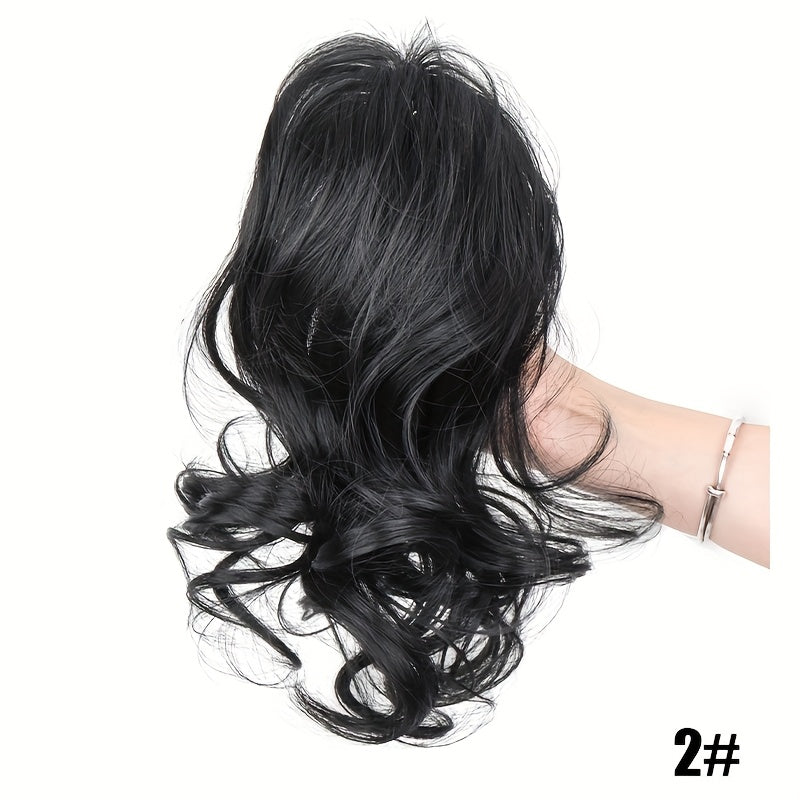 12-Inch Short Curly Clip-In Ponytail Extension - Heat-Resistant Synthetic Hair with Voluminous Claw Clip, Multi-Color Options for Weddings, Parties & Casual Attire - Women & Girls, Natural Look Hairstyle