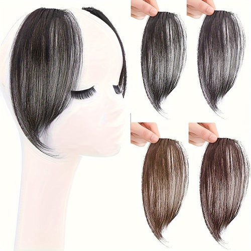1 Piece 25.4cm Long Bangs Fringed At Sides, Right Center French Bangs, Dark Brown, Synthetic Hair Extensions, Front Hair Piece, Clipped To Extend The Top Of The Head Bangs Wig Halloween Christmas