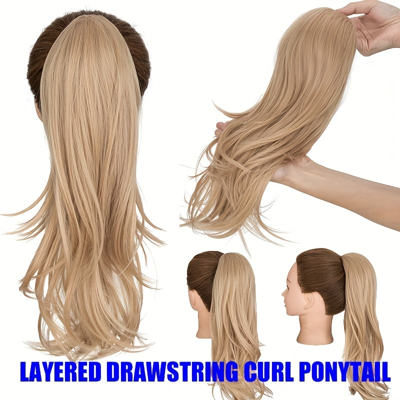 1pc Kinky Curly Ponytail Hair Extension - Multi-Layered Synthetic Hairpiece with Drawstring, Natural-Looking Soft & Smooth Texture for Women, Daily Use & All Ethnicities, Ponytail Hair Piece, Versatile Hairpiece, Secure Drawstring Attachment