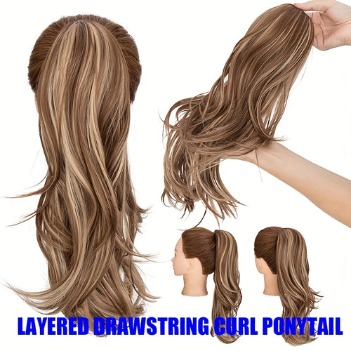 1pc Kinky Curly Ponytail Hair Extension - Multi-Layered Synthetic Hairpiece with Drawstring, Natural-Looking Soft & Smooth Texture for Women, Daily Use & All Ethnicities, Ponytail Hair Piece, Versatile Hairpiece, Secure Drawstring Attachment