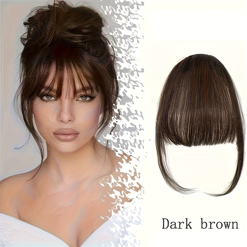 1pc Women's Elegant Clip-In Bangs Hairpiece - Loose Wavy Synthetic Hair Extensions with Elastic Net Cap, Natural Look for Daily Hairstyles (Black/Dark Brown/Light Brown), Daily Hair Styling | Elegant Hair Accessory | Synthetic Hairpiece, Hair Accessories