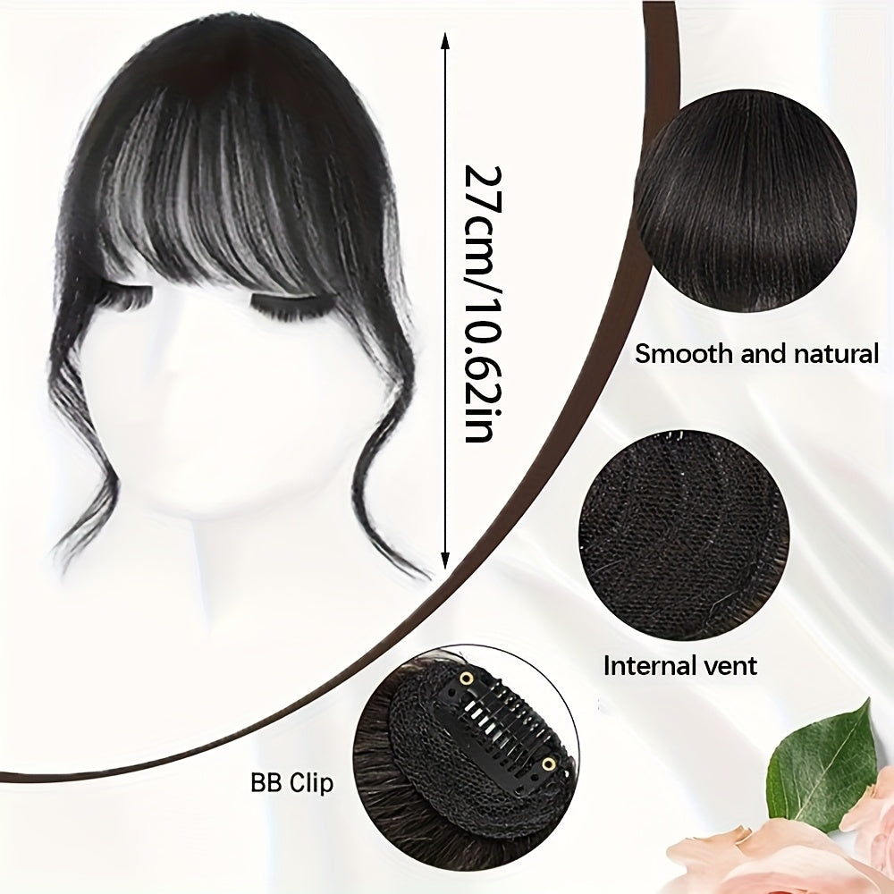 1pc Women's Elegant Clip-In Bangs Hairpiece - Loose Wavy Synthetic Hair Extensions with Elastic Net Cap, Natural Look for Daily Hairstyles (Black/Dark Brown/Light Brown), Daily Hair Styling | Elegant Hair Accessory | Synthetic Hairpiece, Hair Accessories