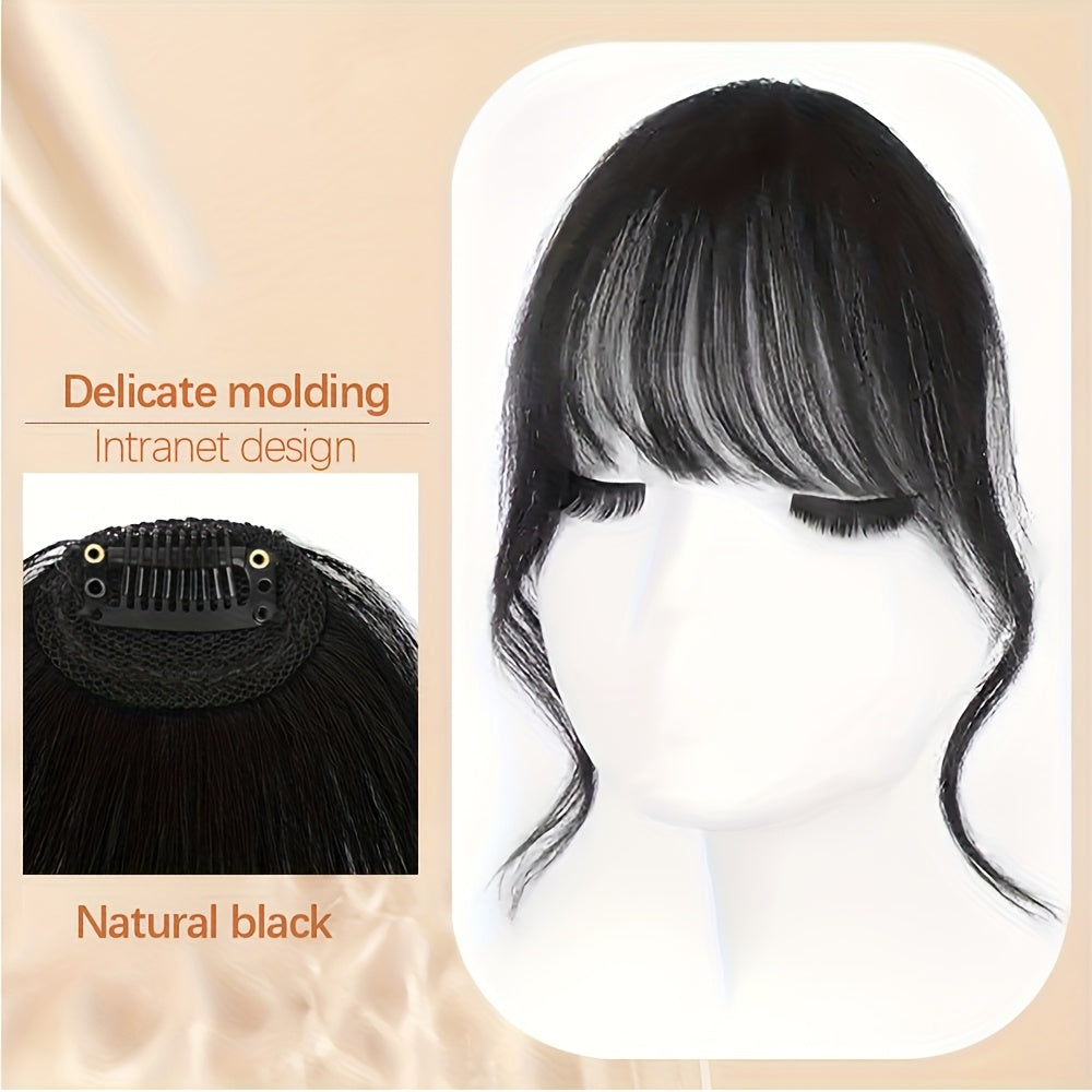 1pc Women's Elegant Clip-In Bangs Hairpiece - Loose Wavy Synthetic Hair Extensions with Elastic Net Cap, Natural Look for Daily Hairstyles (Black/Dark Brown/Light Brown), Daily Hair Styling | Elegant Hair Accessory | Synthetic Hairpiece, Hair Accessories