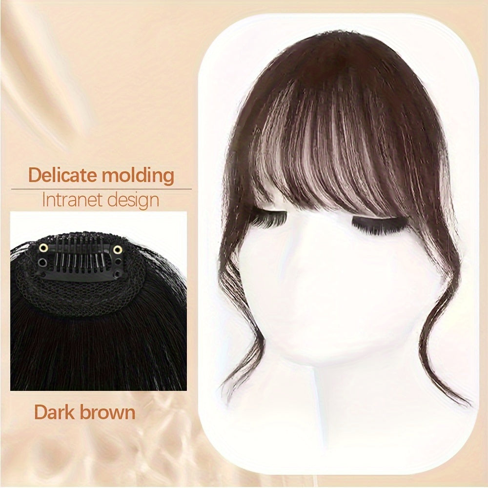 1pc Women's Elegant Clip-In Bangs Hairpiece - Loose Wavy Synthetic Hair Extensions with Elastic Net Cap, Natural Look for Daily Hairstyles (Black/Dark Brown/Light Brown), Daily Hair Styling | Elegant Hair Accessory | Synthetic Hairpiece, Hair Accessories