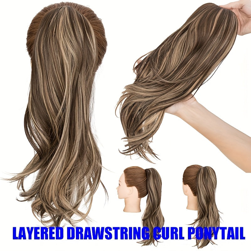 1pc Kinky Curly Ponytail Hair Extension - Multi-Layered Synthetic Hairpiece with Drawstring, Natural-Looking Soft & Smooth Texture for Women, Daily Use & All Ethnicities, Ponytail Hair Piece, Versatile Hairpiece, Secure Drawstring Attachment