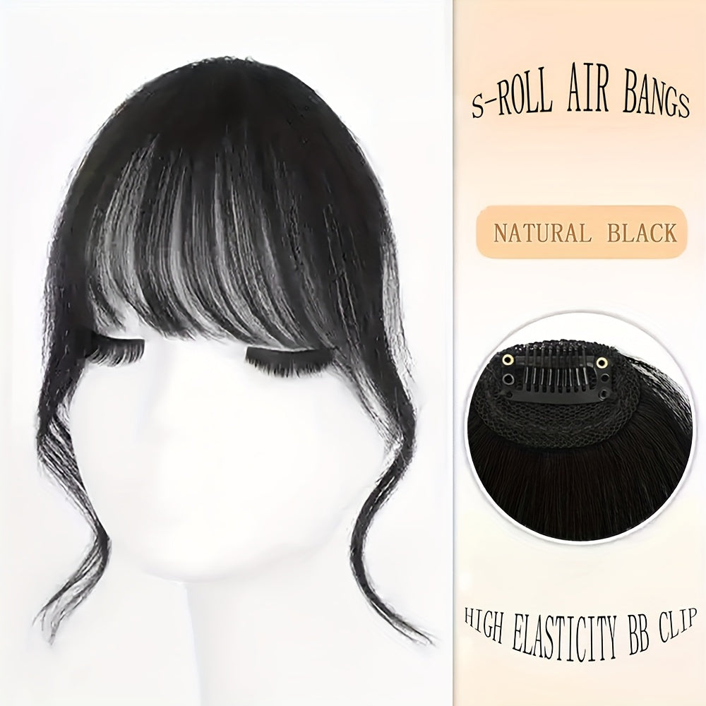 1pc Women's Elegant Clip-In Bangs Hairpiece - Loose Wavy Synthetic Hair Extensions with Elastic Net Cap, Natural Look for Daily Hairstyles (Black/Dark Brown/Light Brown), Daily Hair Styling | Elegant Hair Accessory | Synthetic Hairpiece, Hair Accessories