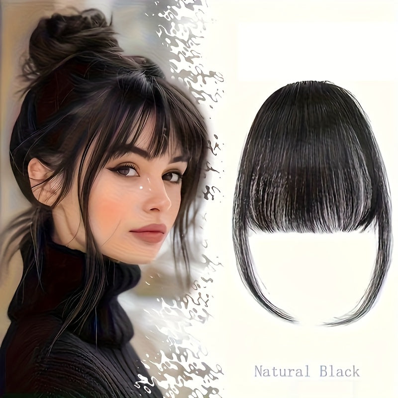 1pc Women's Elegant Clip-In Bangs Hairpiece - Loose Wavy Synthetic Hair Extensions with Elastic Net Cap, Natural Look for Daily Hairstyles (Black/Dark Brown/Light Brown), Daily Hair Styling | Elegant Hair Accessory | Synthetic Hairpiece, Hair Accessories