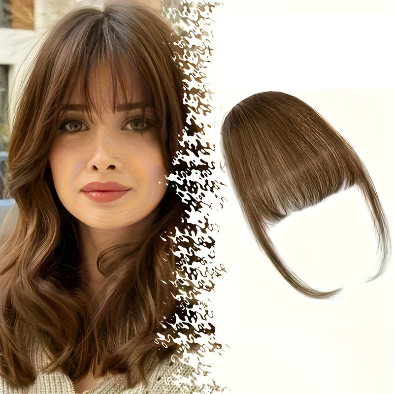 1pc Women's Elegant Clip-In Bangs Hairpiece - Loose Wavy Synthetic Hair Extensions with Elastic Net Cap, Natural Look for Daily Hairstyles (Black/Dark Brown/Light Brown), Daily Hair Styling | Elegant Hair Accessory | Synthetic Hairpiece, Hair Accessories