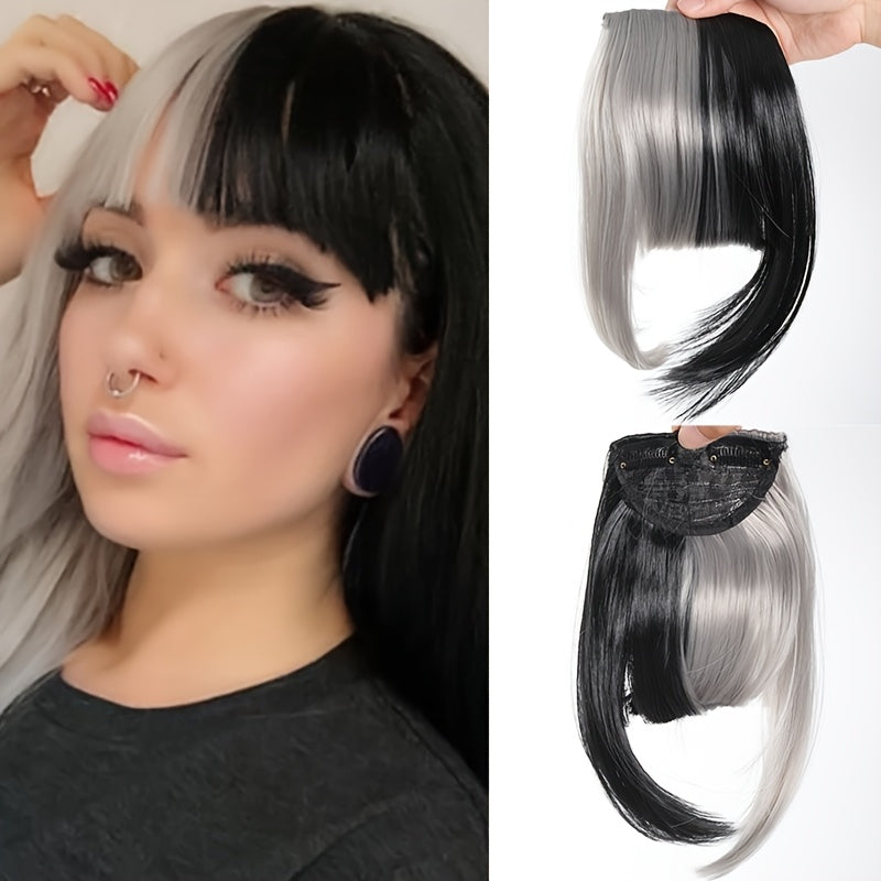 Clip-In Synthetic Hair Bangs Extension - Natural Straight Fringe for Women, Heat Resistant Hairpiece for Cosplay & Everyday Style, Easy to Use Hair Accessory, Hair Accessories