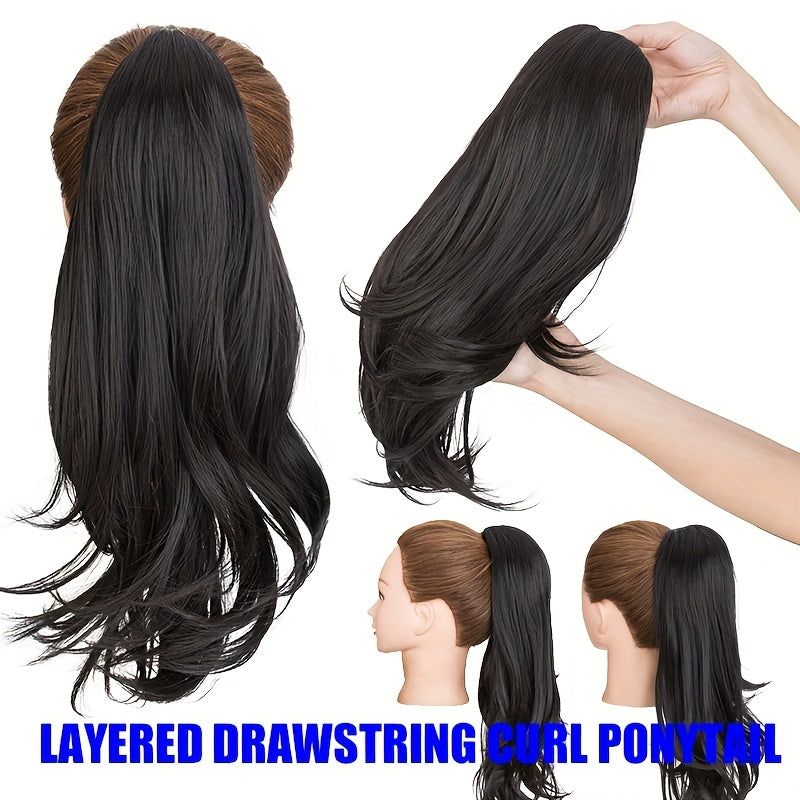 1pc Kinky Curly Ponytail Hair Extension - Multi-Layered Synthetic Hairpiece with Drawstring, Natural-Looking Soft & Smooth Texture for Women, Daily Use & All Ethnicities, Ponytail Hair Piece, Versatile Hairpiece, Secure Drawstring Attachment