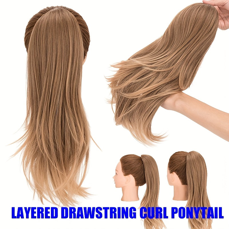 1pc Kinky Curly Ponytail Hair Extension - Multi-Layered Synthetic Hairpiece with Drawstring, Natural-Looking Soft & Smooth Texture for Women, Daily Use & All Ethnicities, Ponytail Hair Piece, Versatile Hairpiece, Secure Drawstring Attachment