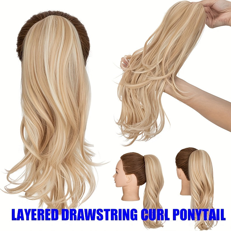 1pc Kinky Curly Ponytail Hair Extension - Multi-Layered Synthetic Hairpiece with Drawstring, Natural-Looking Soft & Smooth Texture for Women, Daily Use & All Ethnicities, Ponytail Hair Piece, Versatile Hairpiece, Secure Drawstring Attachment