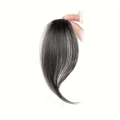 1 Piece 25.4cm Long Bangs Fringed At Sides, Right Center French Bangs, Dark Brown, Synthetic Hair Extensions, Front Hair Piece, Clipped To Extend The Top Of The Head Bangs Wig Halloween Christmas